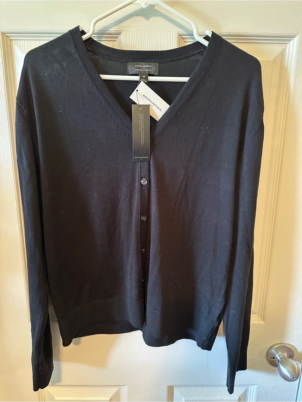 Banana Republic Black V-Neck Button-Front Cardigan